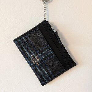 Coach Mini Skinny ID Card Case in Black Tartan Plaid